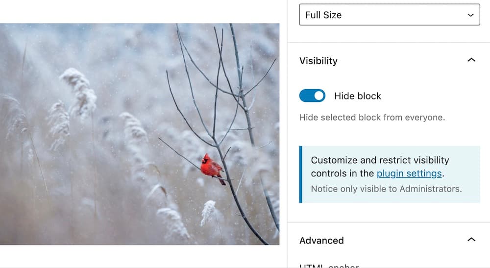 Hide any block using the Block Visibility plugin.